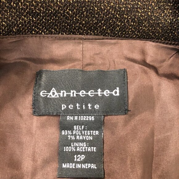 New CONNECTED PETITE - Brown & Tan Speckled 2-Piece Blazer & Pant Suit - Size12P - Picture 5 of 10